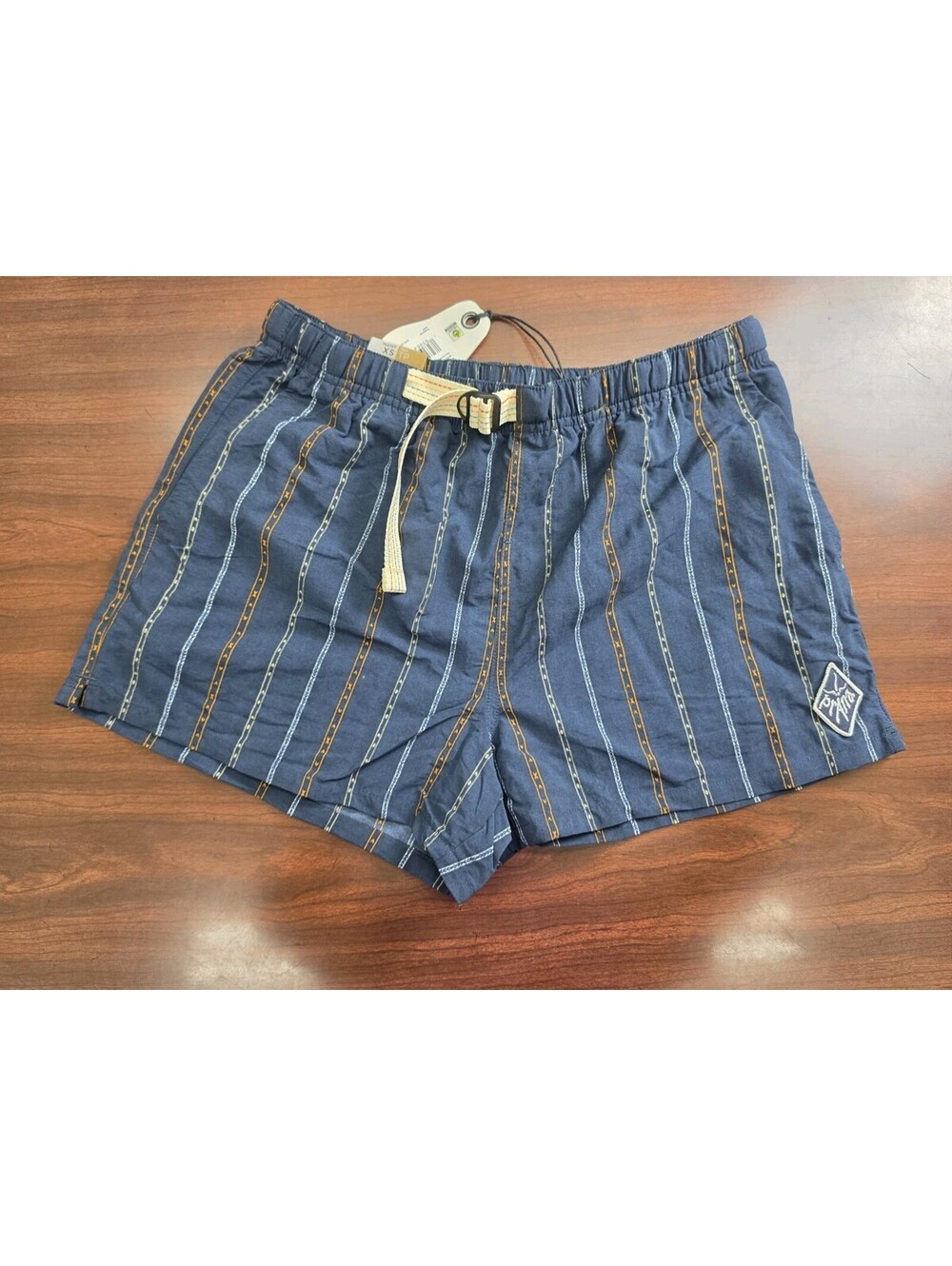 NWT Prana Indio Heritage Shorts Mens XS Stormy Night Striped Outdoor Utility